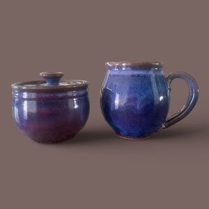 Iris Minc Purple Sage Pottery Creamer and Sugar Bowl Set